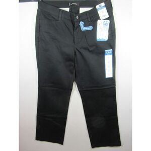 NEW Lee Riders Pants Petite 10P Black Relaxed Straight Leg Stretch Flat Front